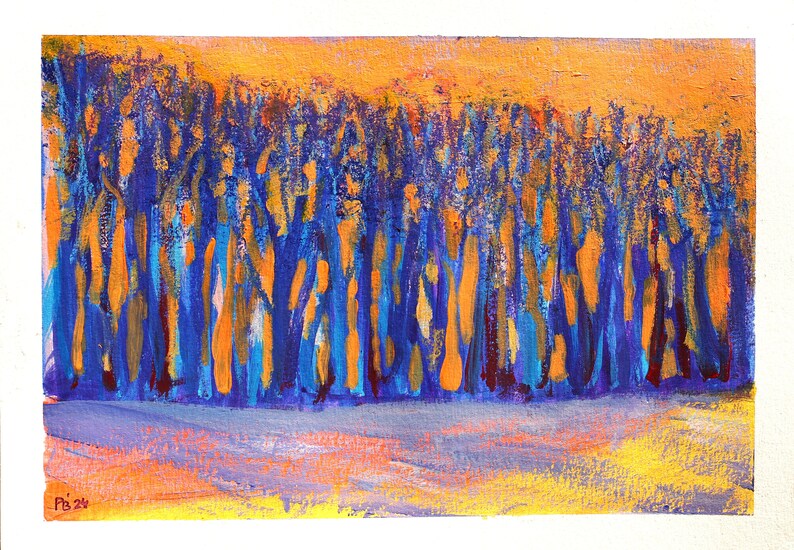 La forêt Couleurs interprétatives 21x30 cm Technik mixte sur papier Sans cadre Bild 2