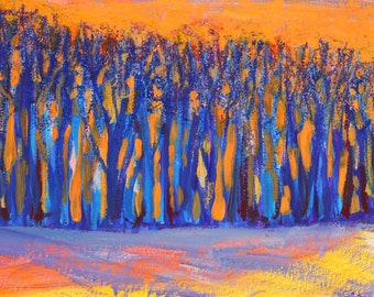 La forêt - Couleurs interprétatives - 21x30 cm - Techniek mixte sur papier - Sans cadre