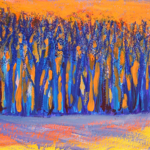 La forêt - Couleurs interprétatives - 21x30 cm - Technique mixte sur papier - Sans cadre