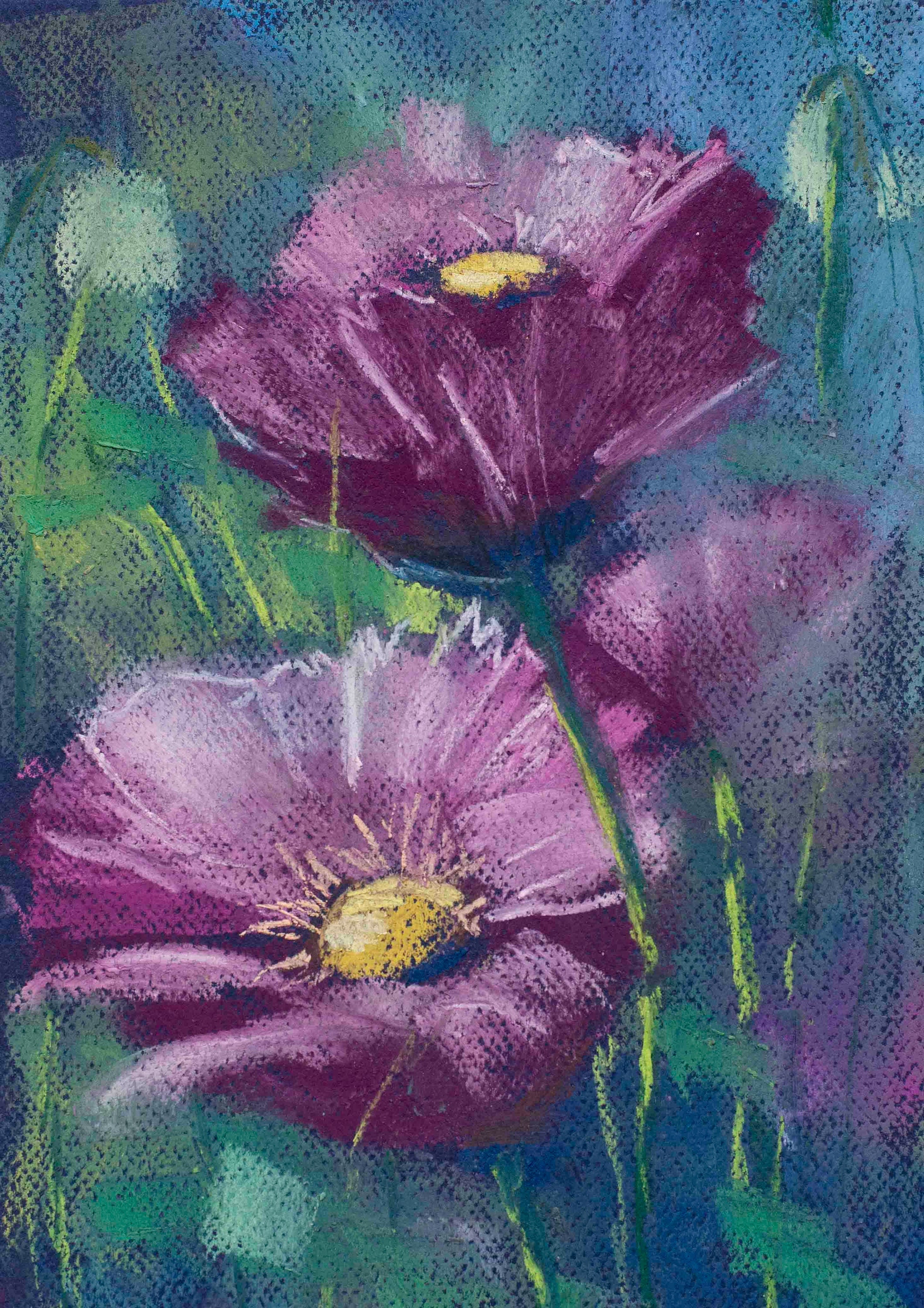 Pastellkreidebild DIN A4 30 X 21 Cm: Lila Mohnblumen / Purple Poppies Soft  Pastels / Coquelicots Violets Pastels - Etsy