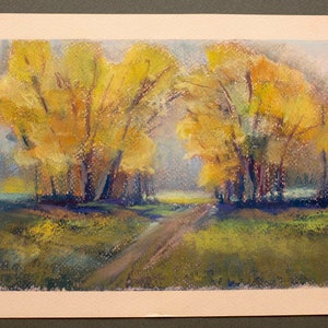 Pastellkreidebild DIN A4 30 x 21 cm: Herbstbäume, Soft pastels painting Autumn trees, Tableau pastel Arbres en Automne Bild 2