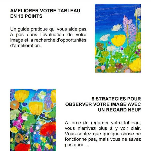 Améliorez votre tableau en 12 points + 5 stratégies pour observer votre image avec un regard neuf - 15 pages - 1 Fichier PDF à télécharger