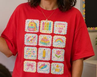 Teacher Life Shirt Cute learning with love TShirt Back to School Shirt school pride 1st day of school