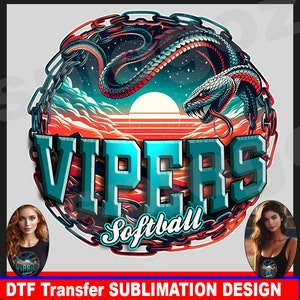 Vipoers softball png, Vipers custom softball logo, sublimation png, Vipers png, sports jersey png, tumbler png, DTF transfer team sport png