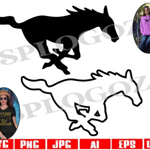 Mustangs mascot svg Mustang school spirit design Bronco svg cut file Mustang png for Cricut Silhouette vinyl decal digital download