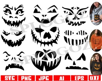 Pumpkin face svg, svg pumpkin, pumpkin clipart, Halloween clipart, fall svg, cricut silhouette cut file, pumpkin, Thanksgiving, png dxf fall