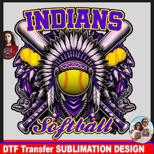 Indians softball png, Indians PNG, Purple and yellow Indians png Indians sublimation school spirit design, sports team logo, Indians tumbler