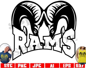 Rams mascot SVG cut file for Cricut and Silhouette printable school pride ram logo PNG digital design for sports shirts and decals