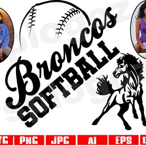 Broncos softball svg, Bronco softball svg, Broncos softball png, Broncos svg, Bronco svg, Broncos mascot svg, Cricut svg, Broncos mom svg