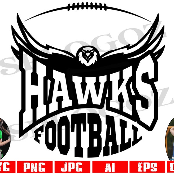 Hawks football svg, Hawk football svg, Hawk svg, Hawks svg, Téléchargement numérique, SVG Cut File, SVG pour Cricut ou Silhouette, Hawks, sports png