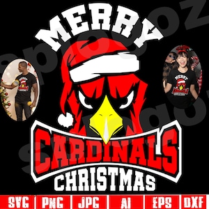 Svg de Noël des cardinaux Svg des cardinaux Chemise de Noël des cardinaux Joyeux Noël svg Cardinal mascotte png esprit de l'école png Cardinal png