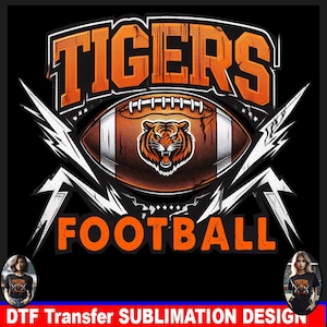Tigers football png, Tigers PNG, T-shirt Sublimation png, Tigers sublimation. school spirit design, sports team logo, DTF Transfer png