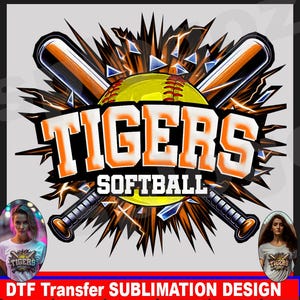 Tigers softball png, Tigers custom softball logo, sublimation png, Tigers png, sports jersey png, tumbler png, DTF tranfers Tigers school