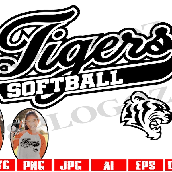 Tigers softball svg, Tiger softball svg , Tiger svg, Tigers svg, maillot de sport, Cricut ou Silhouette, School Spirit svg, softball svg png
