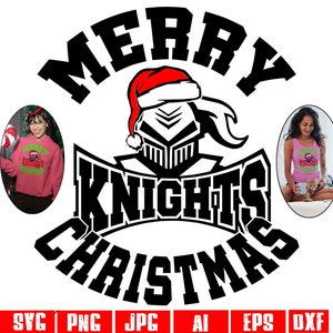 Chevaliers Noël svg Chevaliers svg Chemise de Noël chevaliers Joyeux Noël svg mascotte chevalier png esprit de l'école png Chevalier png Logo chevaliers