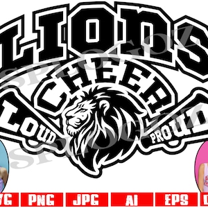 Lions Cheerleader svg, Lion Cheerleader svg, Lions jubeln svg, Lion jubeln svg, Lions svg, Lion svg, Sport, Cricut Silhouette Dateien, Lions