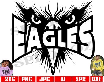 Eagle mascot SVG digital download for Cricut and Silhouette printable school spirit sports jersey SVG cut file PNG for team apparel