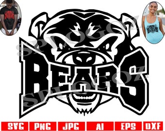 Bears svg, Bear svg, Bears png, Bear png, sports, sports jersey, cricut silhouette, school spirit, Bears mascot svg, Bears svg files, Bears