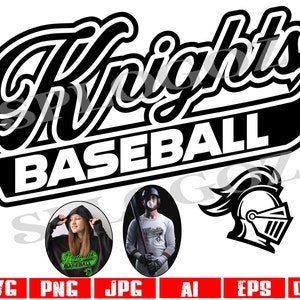 Knights svg, mascote Knight svg, Knights baseball svg, Knight baseball, SVG Cut File, SVG para Cricut ou Silhouette, camisas esportivas Knight png