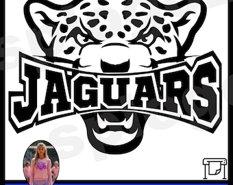 Jaguars-mascotte SVG-bestand knippen voor Cricut en Silhouette afdrukbare schoolgeest PNG voor aangepaste teamshirts en sportkledingontwerp