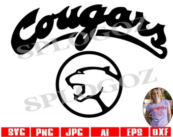 Cougars svg, Cougar svg, Cougar mascot SVG, Cougar logo svg Cougar mom DXF File for Cricut & Silhouette, Cougar school logo svg, sports svg