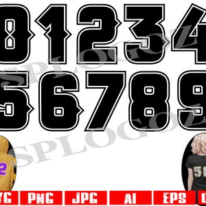Camiseta deportiva svg, números de béisbol svg, deportes, silueta Cricut, números svg, fuente de camisetas deportivas, números de softbol svg, equipo svg de béisbol