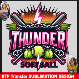 Thunder softball png, Thunder custom softball logo, sublimation png, Thunder png, sports jersey png, tumbler png, DTF transfer