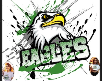 Green Eagle png, Eagles sublimation, T-shirt Sublimation png, school spirit design, cute Eagle png, sports team logo, school pride shirt png