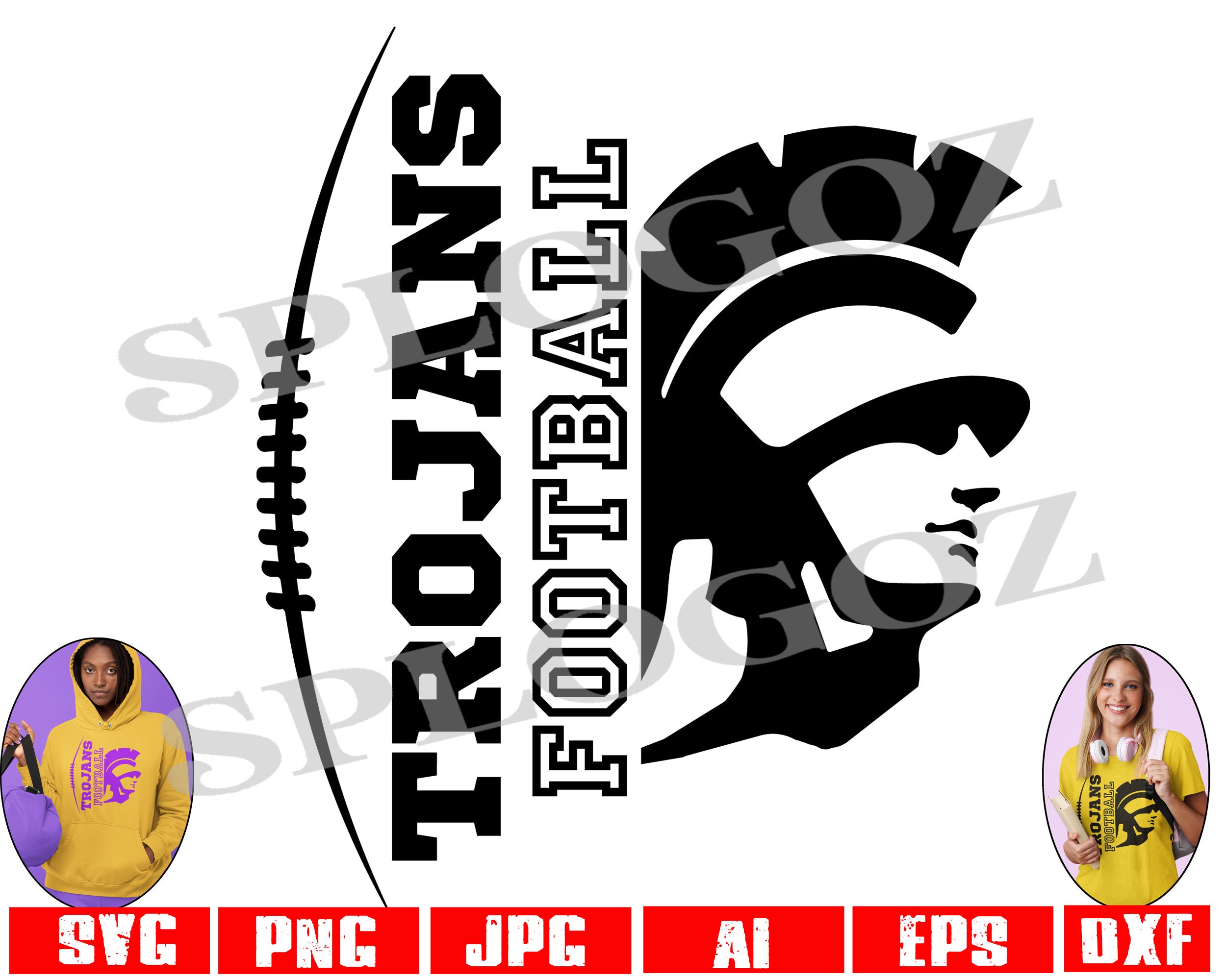Trojan Football Svg Trojans Mascot Png School Spirit Design SVG 