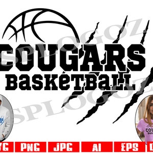 Cougars svg, Cougar svg, Cougar basketbal SVG, Cougar basketbal svg, Cougar mascotte svg DXF-bestand voor Cricut & Silhouette, Cougar scratch