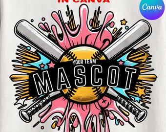 Editable Pink Softball Logo Template: Canva Team Design (Digital Download)