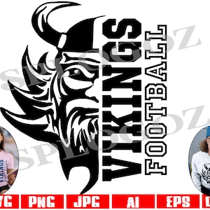 Vikingen voetbal svg, Viking voetbal svg, Vikingen png, gesneden SVG-bestand, SVG voor Cricut of Silhouette, School Spirit svg, truien, sport dxf