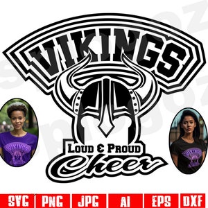 Svg de pom-pom girl Vikings pour téléchargement numérique Svg de l'école Vikings esprit png Mascotte de Vikings svg Logo de pom-pom girl Vikings Cricut svg