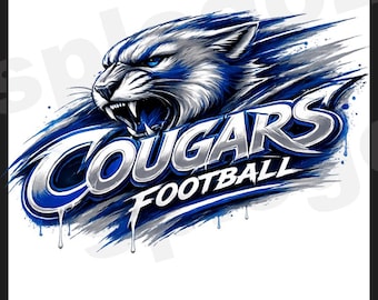 Cougars football PNG dtf transfer and sublimation school spirit instant download