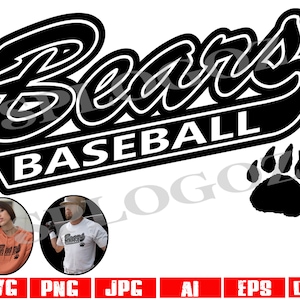 Bears baseball svg, Bear baseball svg, Bears svg, Bear svg Silhouette Cricut, sports png, sports jerseys, school spirit svg, bear png