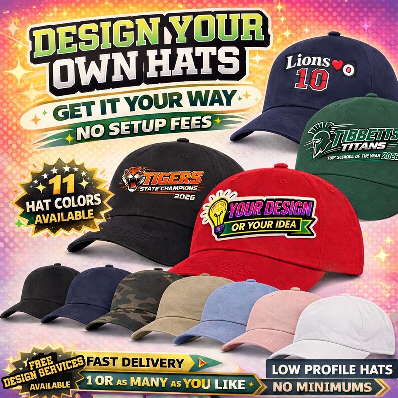 Design Own Cap Custom Hat Design Personalized Logo Cap Design Your Own Hat No Setup ...