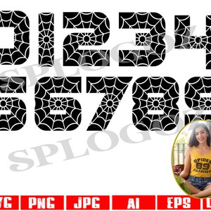 Spider web sports number SVG cut file, spooky sports clip, Jersey Number Templates, sports jerseys, Cricut, Silhouette, Decal, Vector, dxf
