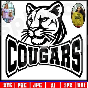 Cougars svg, Cougar svg, Cougar maskotka SVG, Cougar logo svg Cougar png, Cougar school logo svg, Cougars school spirit png, Cricut svg file