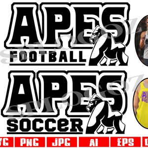 Affen svg, Affen svg, Affenmaskottchen Logos, Affen Fußball Fußball, SVG für Cricut oder Silhouette, Schulgeist svg, Team Maskottchen Vektor, Affensport