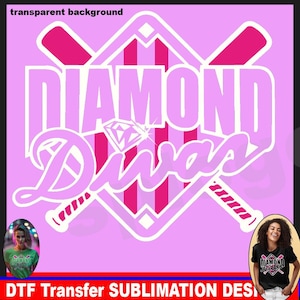 May include: A pink and white baseball diamond graphic with the text "DIAMOND DIVAS" in white. The graphic is on a pink background.