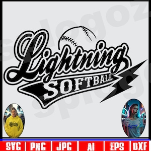 Lightning softball svg, Lightning softball png, Lightning svg, Lightning png, Lightning mascot svg, Lightning school svg, Cricut svg file