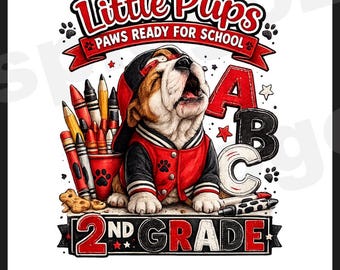 2nd Grade Bulldogs back to school Little Paws PNG Sublimation