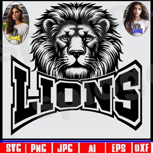 Lions svg Mascote do Lions svg Camiseta do Lions espírito da escola png Logotipo da escola do Lions camisa da equipe png Design da escola do Lions Projeto Cricut silouette png