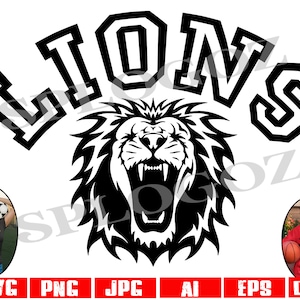 Lions svg, Lion svg, Lions logo svg, Lion mascote svg, Lions mascote svg, Lions mascote png, Cricut Silhouette svg sports Lions png Lions dxf