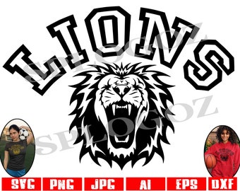 Lions mascot svg cut file Lion logo svg Cricut Silhouette sports design Lions png dxf Lion mascot digital download team spirit