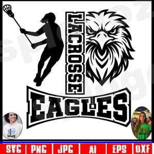 Eagles lacrosse svg Eagle svg Eagles camiseta Eagles mascote cabeça escola espírito logotipo Cricut svg Silhueta svg