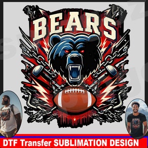 Bears football sublimation png, Bears football PNG, sublimação de camiseta png, camiseta Bears, design de orgulho escolar, transferência DTF, logotipo Bears