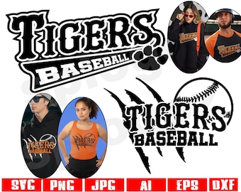 Béisbol de los Tigres (SVG), béisbol de los Tigres (SVG), béisbol de los Tigres (PVG), Tigres (SVG), mascota de los Tigres (SVG), Tigres (PVG), proyectos de Cricut, deportes