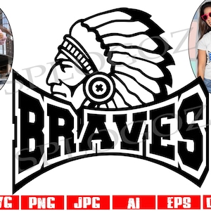 Braves svg, Brave svg, maskotka Braves svg, Braves png, Brave png, logo Braves svg, koszulka Braves, sport, koszulki szkolne svg, Cricut svg
