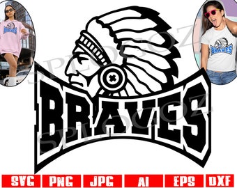 Braves svg, Brave svg, Braves mascot svg, Braves png, Brave png, Braves logo svg, Braves shirt, sports, school spirit shirts svg, Cricut svg